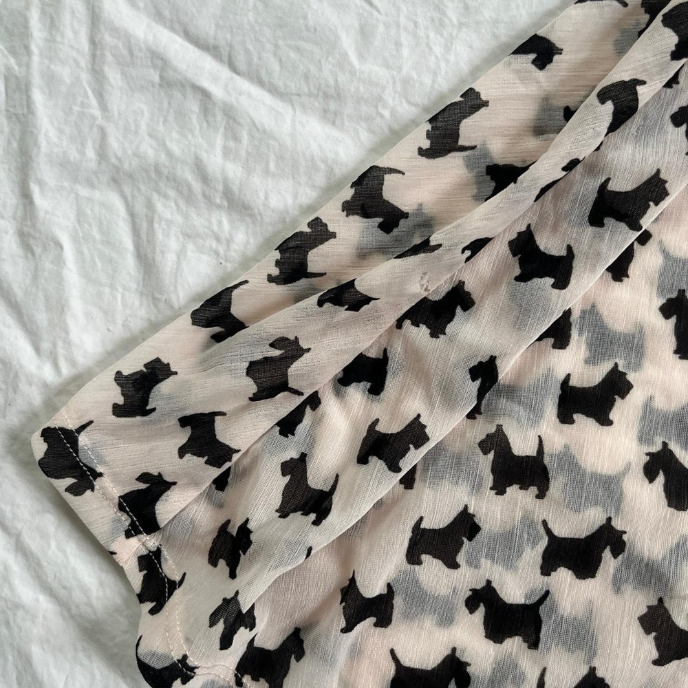H&M Divided Top Small Cream & Black Scottie Dog Peter Pan Collar Y2K Indie - Picture 7 of 8
